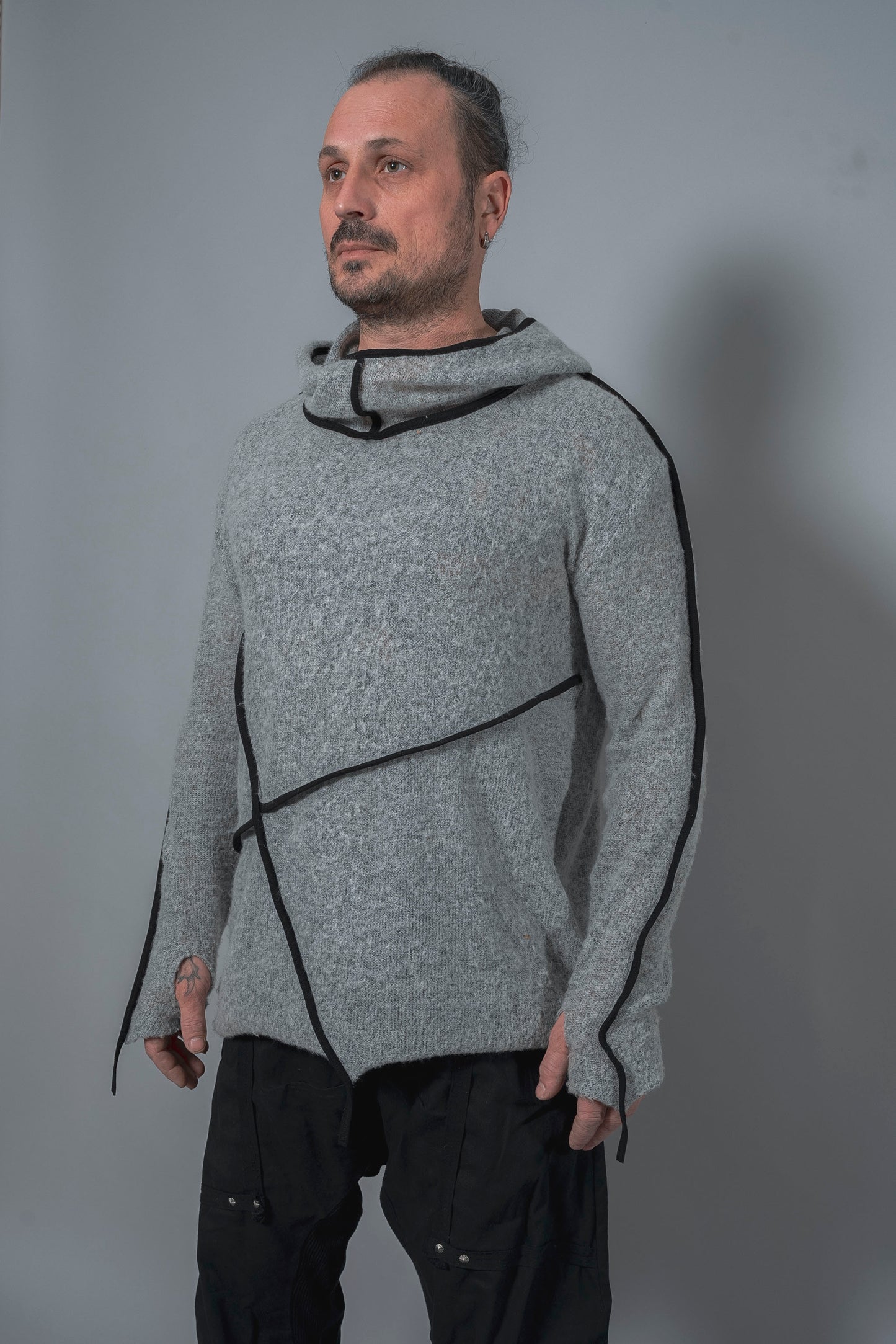 GREY WOOL MEN SWEATER
